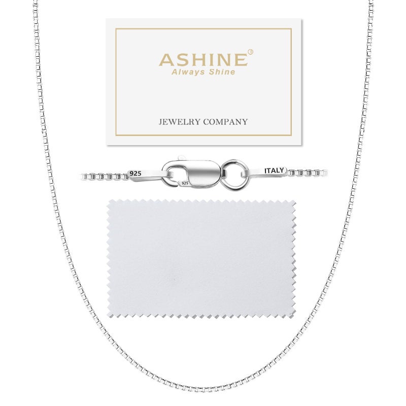 ASHINE Sterling Silver Necklace Chain for Women Mens Necklace Valentine Charm (1mm Box Chain Lobster Clasp 24 Inches) - Image 1